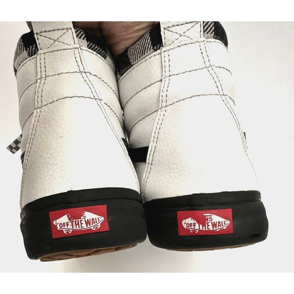 RARE PATTERN - VANS SK8-Hi MTE - MENS 11 FULL GRAIN WHITE LEATHER BLK/WHT CHECK - Picture 5 of 9